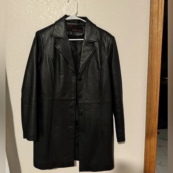 Phase Two Jackets & Blazers - Phase Two Vintage Notch Collar Genuine Leather Long Jacket with back split